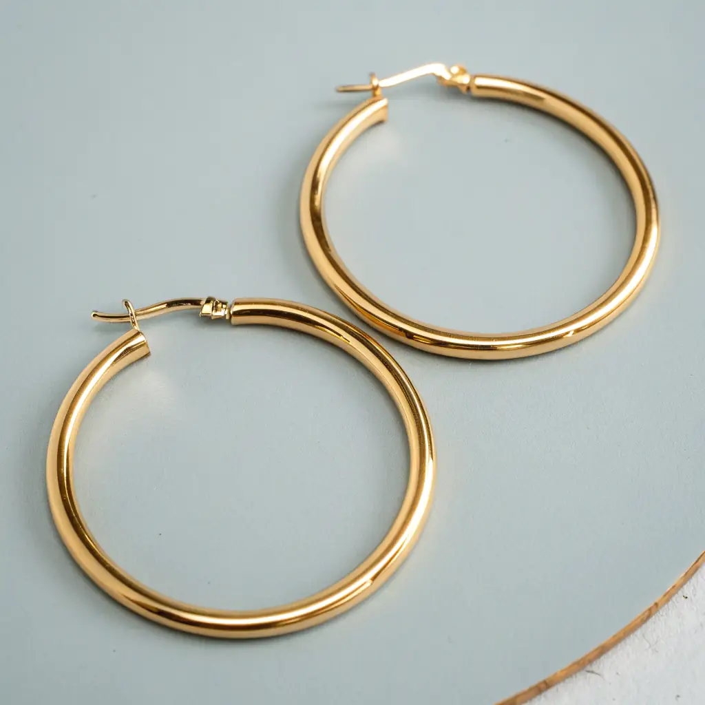 Brushed Gold Hoop Earrings